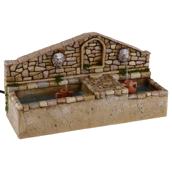Fountain with lions at two water exits cm 30x11x16, 5 h.