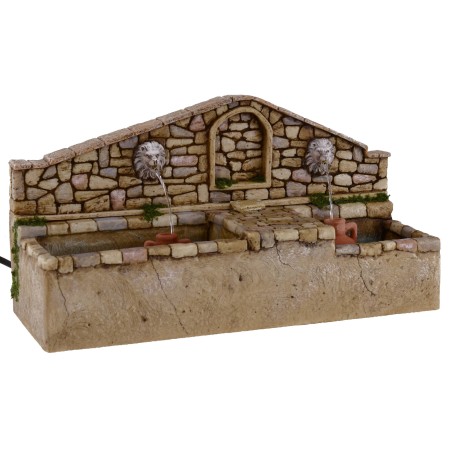 Fuente con leones de dos salidas de agua de 30x11x16,5 cm h.
