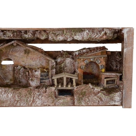 Pesebre con cabaña y taller de 36x11x18 cm h cabaña, en la