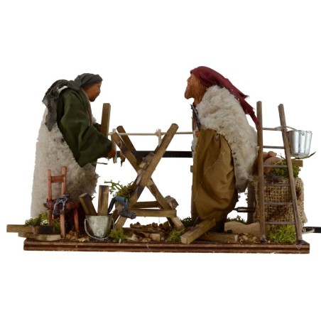 Coppia di boscaioli arabi in movimento serie 14 cm