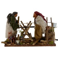 Pareja de leñadores árabes en movimiento serie 14 cm 2