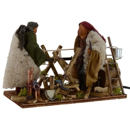 Pareja de leñadores árabes en movimiento serie 14 cm
