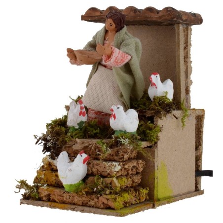 Woman who pegs chickens in motion 10 cm