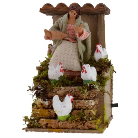 Woman who pegs chickens in motion 10 cm