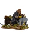 Uomo che striglia asino in movimento serie 12 cm Mondo Presepi
