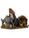 Hombre que cepilla burro en movimiento serie 12 cm Mundo Pesebres
