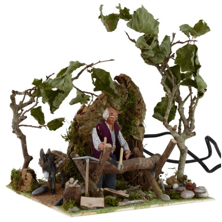 Boscaiolo che sega in movimento con fuoco funzionante serie 10