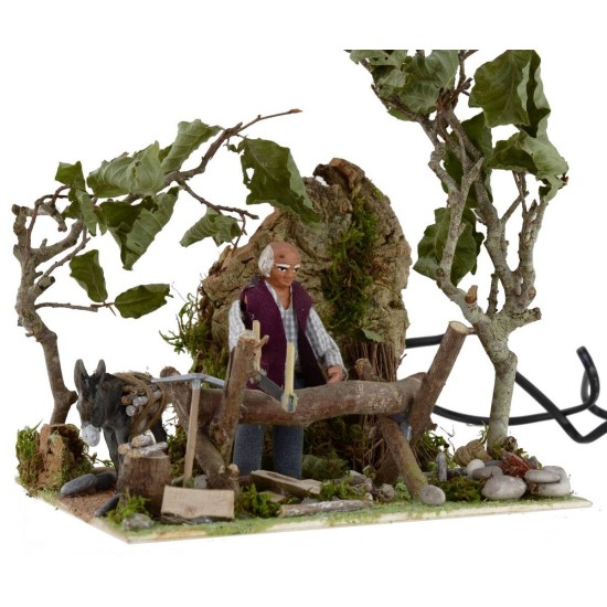 Leñador que sierra en movimiento con fuego funcionando serie 10