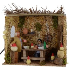 Scena osteria in movimento 10 cm doppio movimento Mondo Presepi