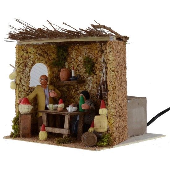 Scena osteria in movimento 10 cm doppio movimento Mondo Presepi