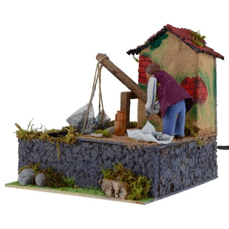 Pescador con balancín en movimiento serie 10 cm Mondo Presepi