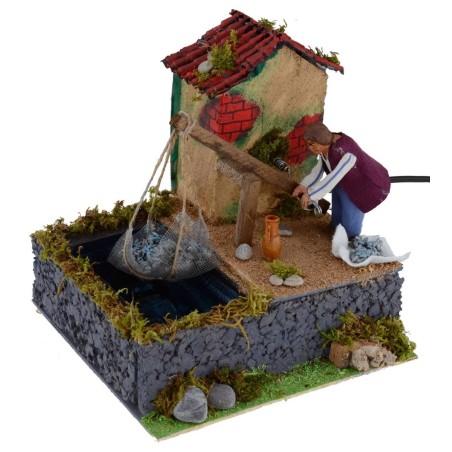 Pescador con balancín en movimiento serie 10 cm Mondo Presepi