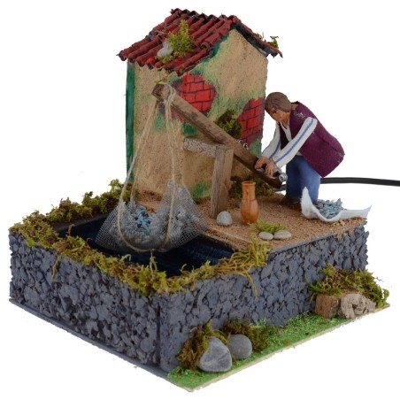 Pescador con balancín en movimiento serie 10 cm Mondo Presepi