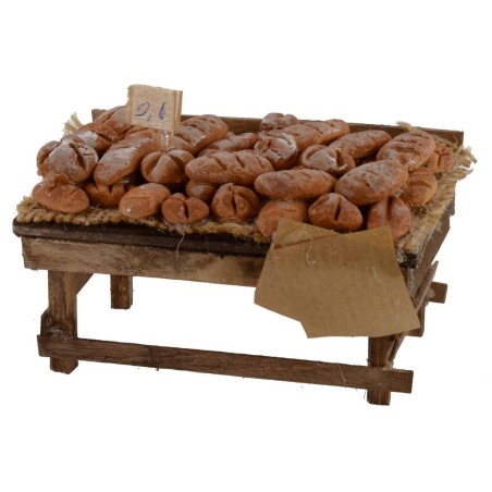 Banco in legno con pane cm 9x6,5x4,5 h per statue da 10-12 cm