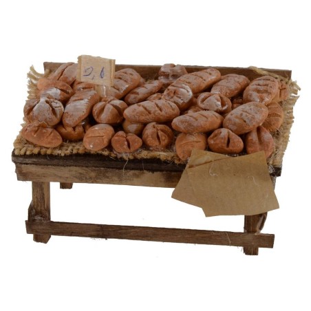 Banco in legno con pane cm 9x6,5x4,5 h per statue da 10-12 cm