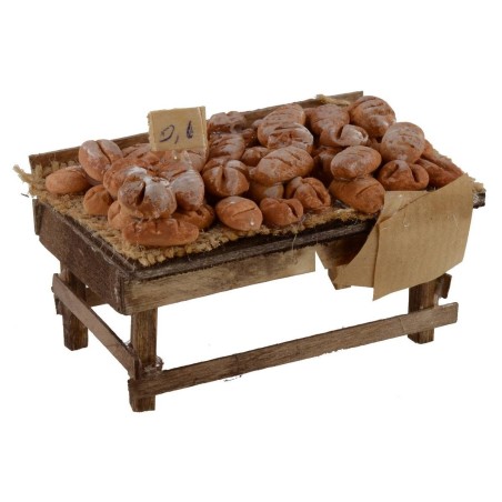 Banco in legno con pane cm 9x6,5x4,5 h per statue da 10-12 cm