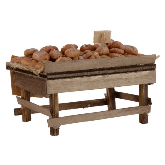 Banco in legno con pane cm 9x6,5x4,5 h per statue da 10-12 cm