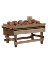 Banco de madera con pan cm 9x6,5x4,5 h para estatuas de 10-12 cm