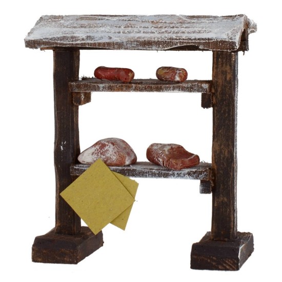 Banco expositivo de carne y embutidos de 9x5x10,5 cm de altura para estatuas de