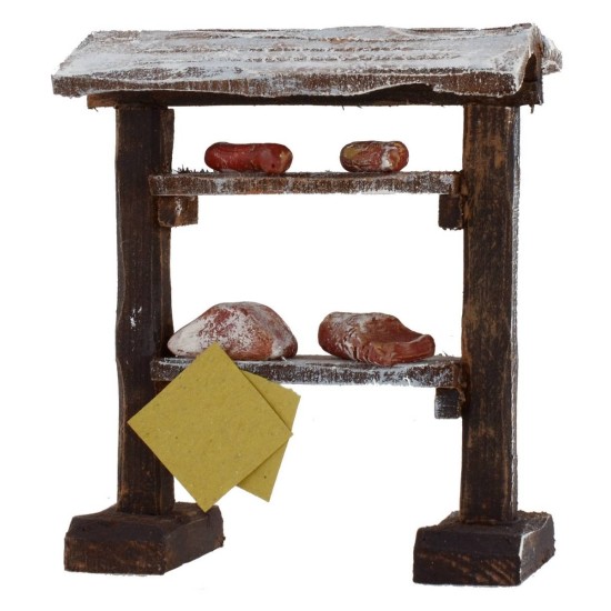 Banco expositivo de carne y embutidos de 9x5x10,5 cm de altura para estatuas de