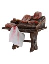 Wooden bench with meat and salumi cm 8,5x5x8, 5 for statues