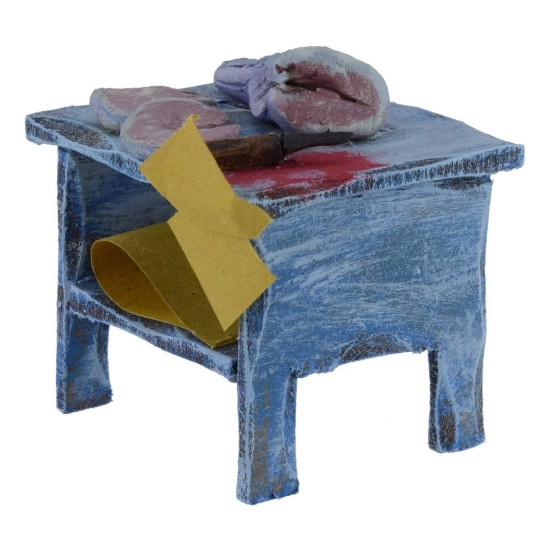 Wooden bench with fish cm 6,5x5, 5x7 h for statues from 12 cm