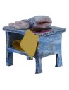 Banco de madera con pez de 5,5x4,5x6 cm de altura para estatuas