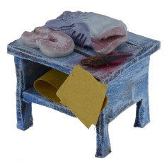 Banco in legno con pesce cm 5,5x4,5x6 h per statue da 10 cm 2