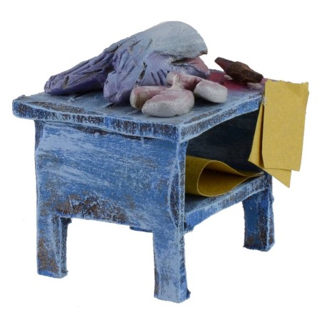 Banco in legno con pesce cm 5,5x4,5x6 h per statue da 10 cm