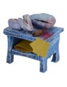 Banco de madera con pez de 3,5x3x4 cm de altura para estatuas