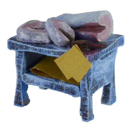 Banco in legno con pesce cm 3,5x3x4 h per statue da 6 cm Mondo