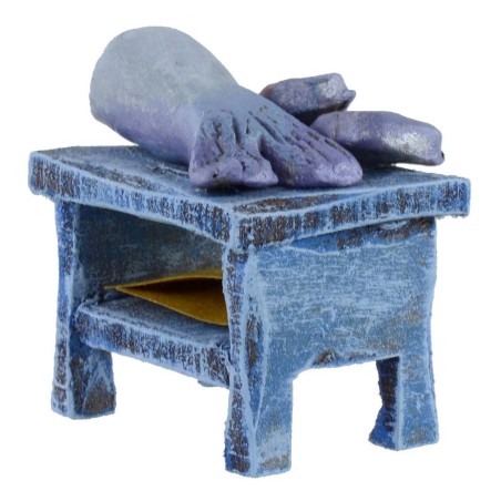 Banco in legno con pesce cm 3,5x3x4 h per statue da 6 cm Mondo