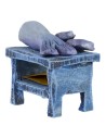 Banco de madera con pez de 3,5x3x4 cm de altura para estatuas