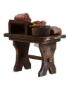 Banco de madera con carne y embutidos de 7x4x7,5 cm para