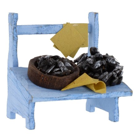 Wooden bench with mussels cm 7,5x5x7, 5 h for statues from 10 cm