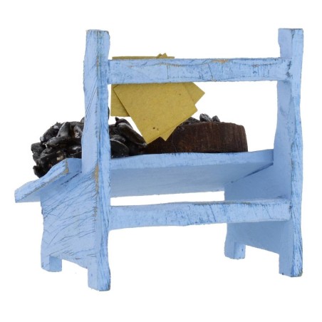 Wooden bench with mussels cm 7,5x5x7, 5 h for statues from 10 cm