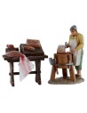 Banco de madera con carne y embutidos de 7x4x7,5 cm para