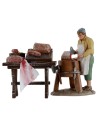 Banco de madera con carne y embutidos de 7x4x7,5 cm para
