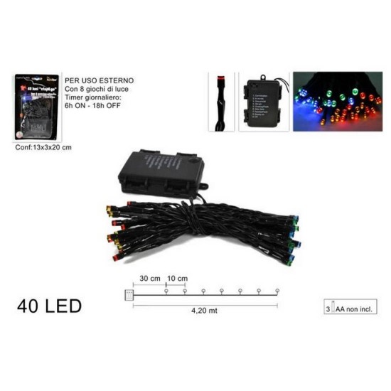 Serie 40 Led Ester.-Inter. de colores a Batería, Temporizador y