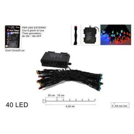 Serie 40 Led Ester.-Inter. de colores a Batería, Temporizador y