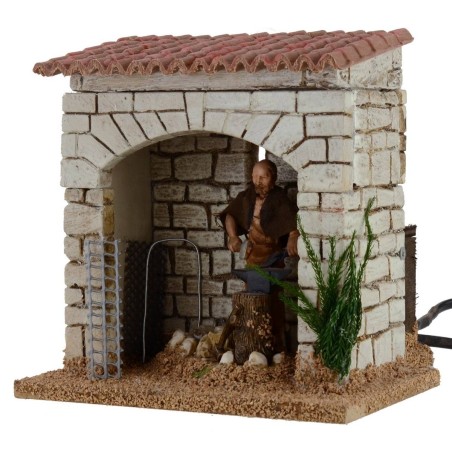 Herrero en movimiento con fuego funcionando serie