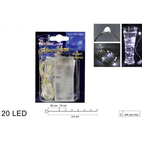 20 Micro Led luce bianca fredda a batterie Mondo Presepi
