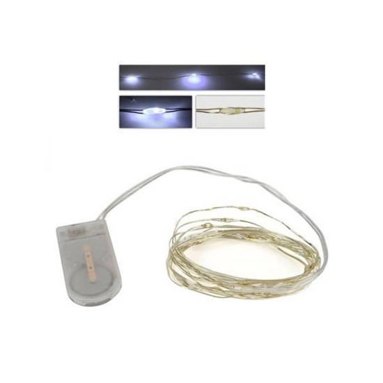 20 Micro LED de luz blanca fría con pilas incluidas Mondo Presepi