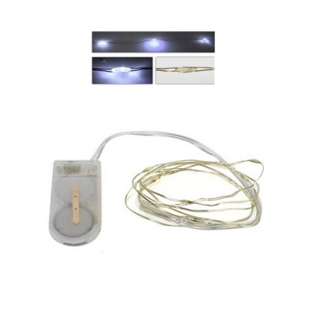 10 micro LED de luz blanca fría con pilas incluidas Mondo Presepi