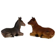 Buey y burro para estatuas de 30 cm en resina Mondo Presepi