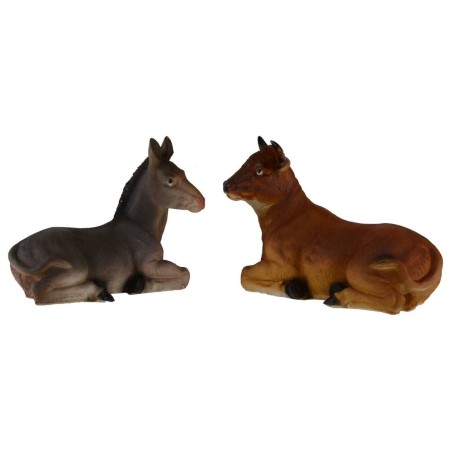 Buey y burro para estatuas de 30 cm en resina Mondo Presepi