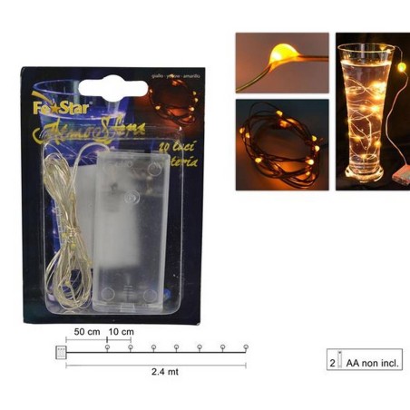 20 Micro Led luce bianca calda a batterie Mondo Presepi