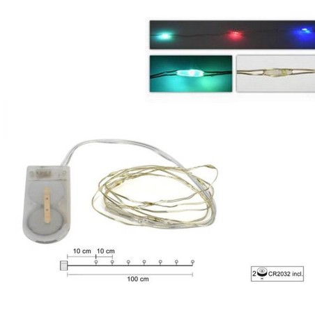10 Micro led multicolore con pile incluse Mondo Presepi