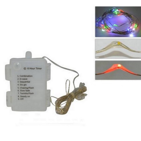 50 micro LED coloridos a pilas con juegos para exterior e