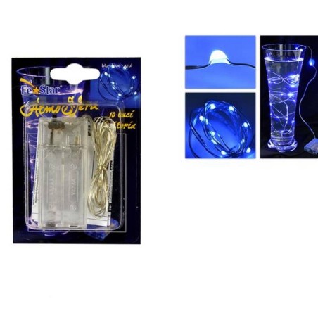 10 Micro Led blu a batterie Mondo Presepi